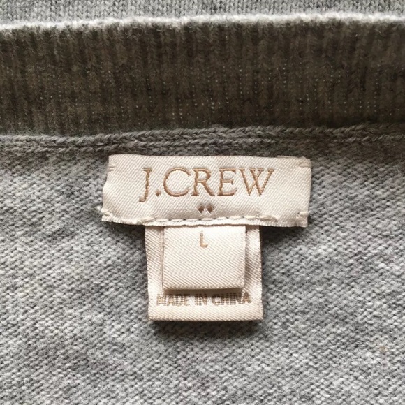 J Crew Sz L Wool Blend Gray Sweater Black Lace - Picture 6 of 8